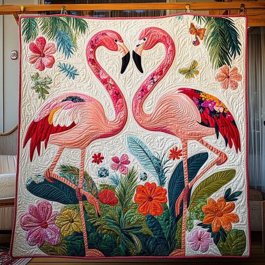 Flamingo Paradise Quilted Blanket - Throw (55" x 60")
