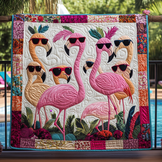 Flamingo Paradise Quilted Blanket - Throw (55" x 60")