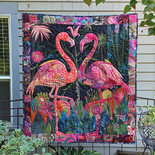 Flamingo Paradise Quilted Blanket - Throw (55" x 60")