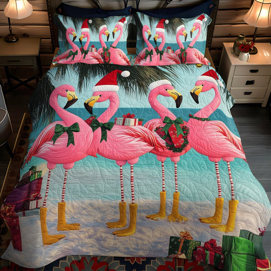 Flamingo Party 3-Piece Quilted Bedding Set - Single (59" x 70")