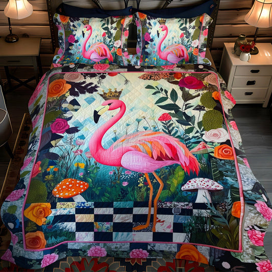 Flamingo Radiance 3-Piece Quilted Bedding Set - Single (59" x 70")