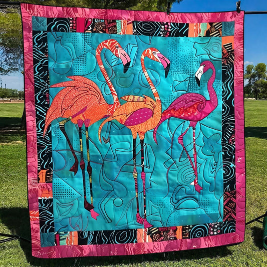 Flamingo Reflection Quilted Blanket - Throw (55" x 60")