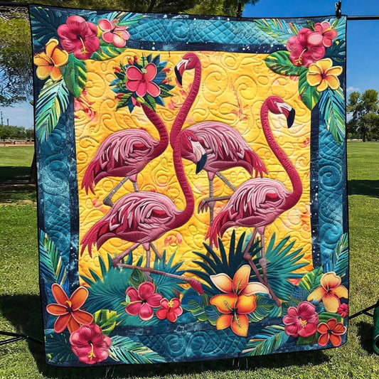 Flamingo Reverie Quilted Blanket - Throw (55" x 60")