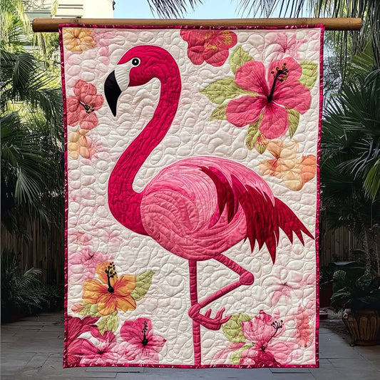 Flamingo Sanctuary Quilted Blanket - Throw (55" x 60")