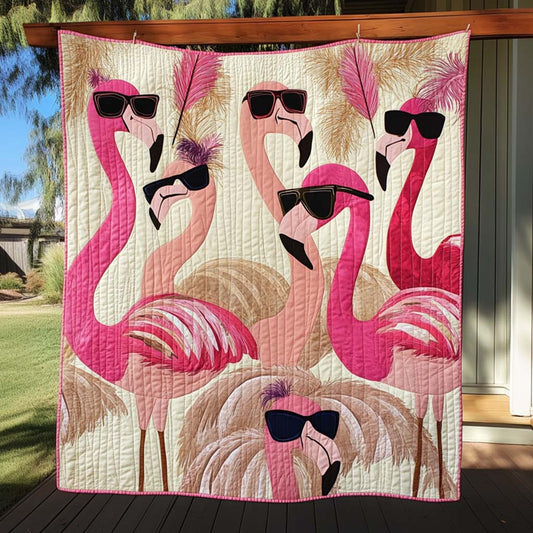 Flamingo Serenade Quilted Blanket - Throw (55" x 60")