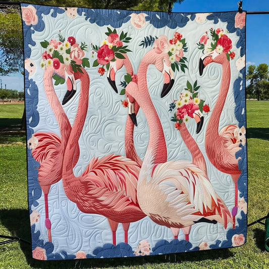 Flamingo Serenade Quilted Blanket - Throw (55" x 60")
