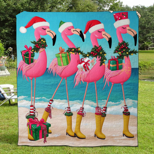 Flamingo Serenade Quilted Blanket - Throw (55" x 60")