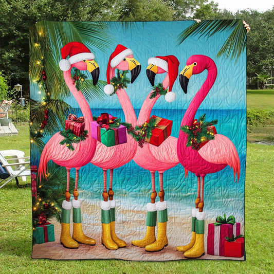 Flamingo Shine Quilted Blanket - Throw (55" x 60")