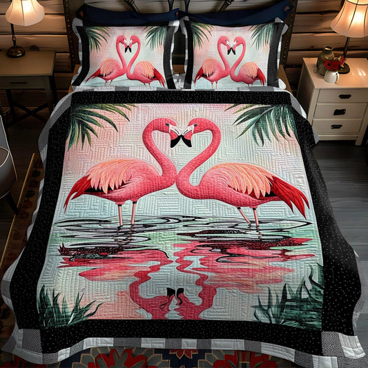 Flamingo Soiree 3-Piece Quilted Bedding Set - Single (59" x 70")