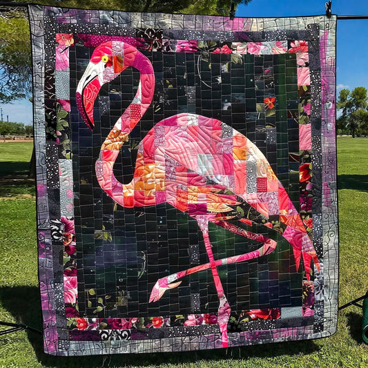 Flamingo Splash Quilted Blanket - Throw (55" x 60")