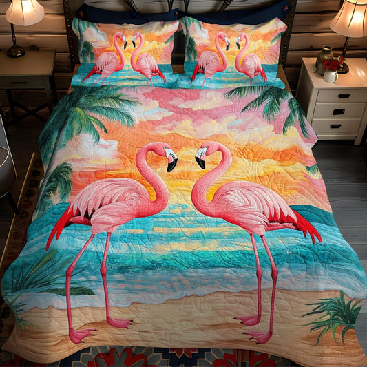 Flamingo Splendor 3-Piece Quilted Bedding Set - Single (59" x 70")