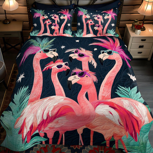Flamingo Style 3-Piece Quilted Bedding Set - Single (59" x 70")
