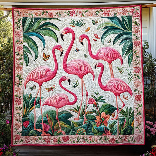 Flamingo Sunset Quilted Blanket - Throw (55" x 60")
