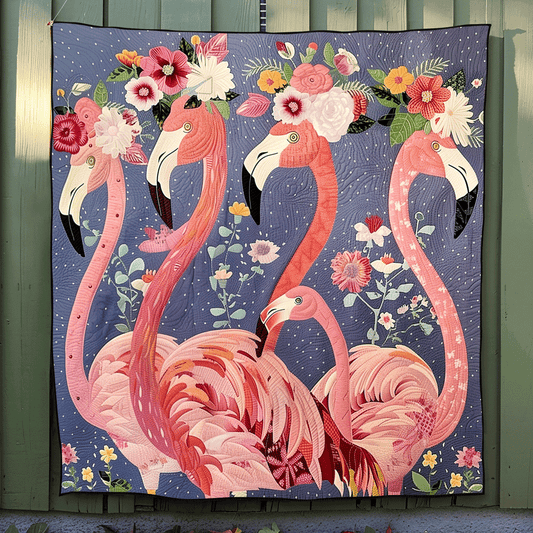 Flamingo Sunshine Quilted Blanket - Throw (55" x 60")