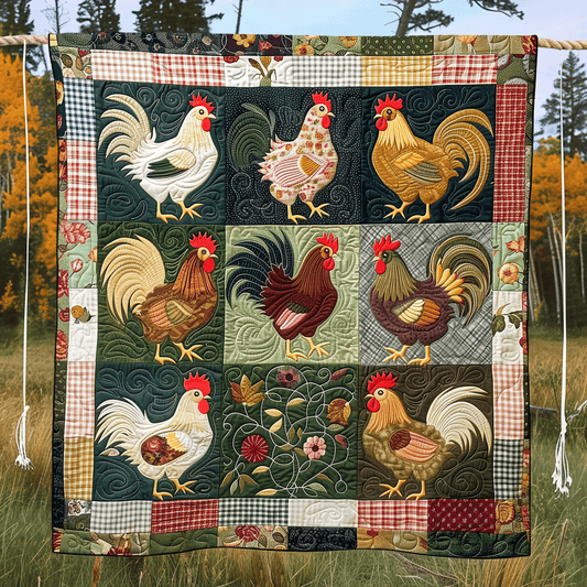 Flannel Farmyard Quilted Blanket - Throw (55" x 60")