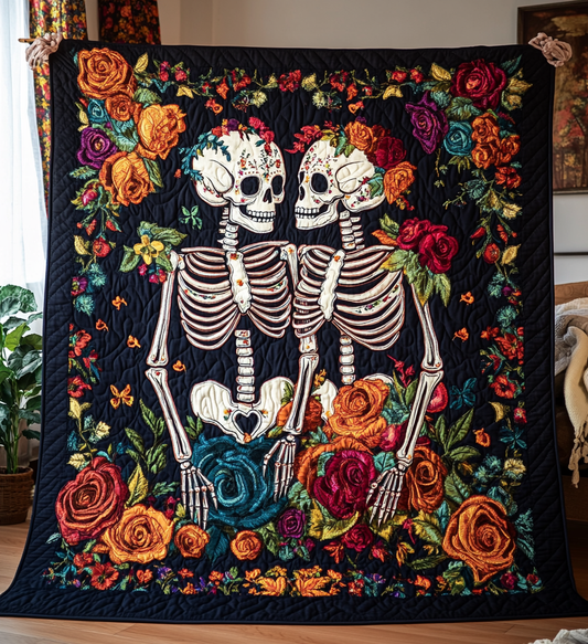 Floral Couple Quilted Blanket - Throw (55" x 60")