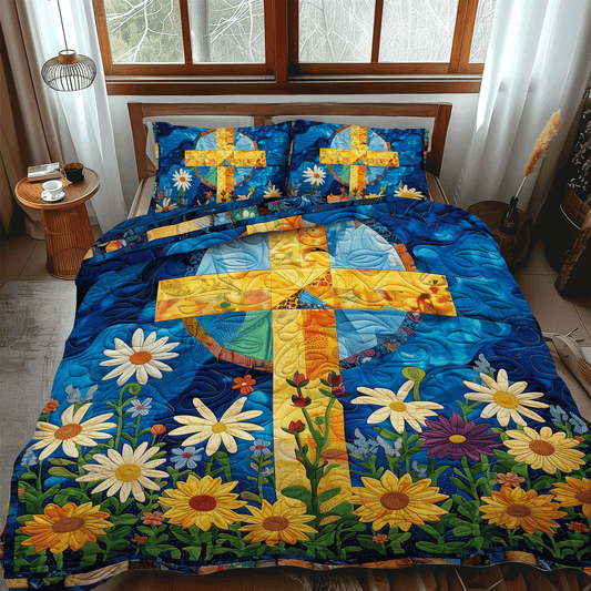 Floral Faith 3-Piece Quilted Bedding Set - Single (59" x 70")