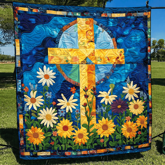 Floral Faith Quilted Blanket - Throw (55" x 60")