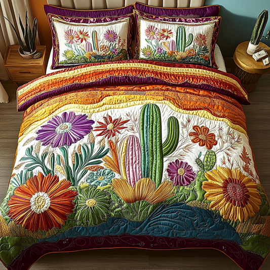 Floral Bliss 3-Piece Quilted Bedding Set - Single (59" x 70")