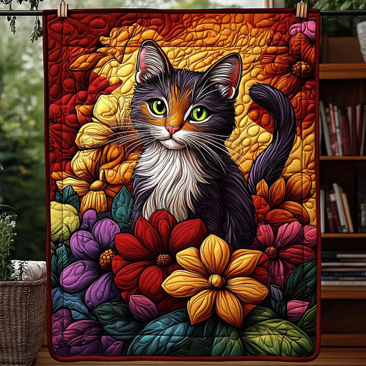 Floral Cat Quilted Blanket - Baby (30" x 40") - Pack 1