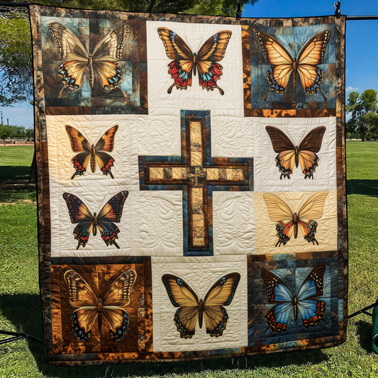 Floral Cross Quilted Blanket - Throw (55" x 60")