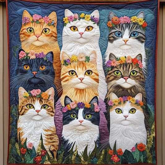 Floral Crowns Quilted Blanket - Throw (55" x 60")
