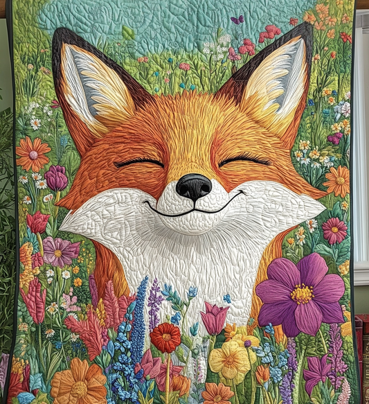 Floral Fox Quilted Blanket - Throw (55" x 60")