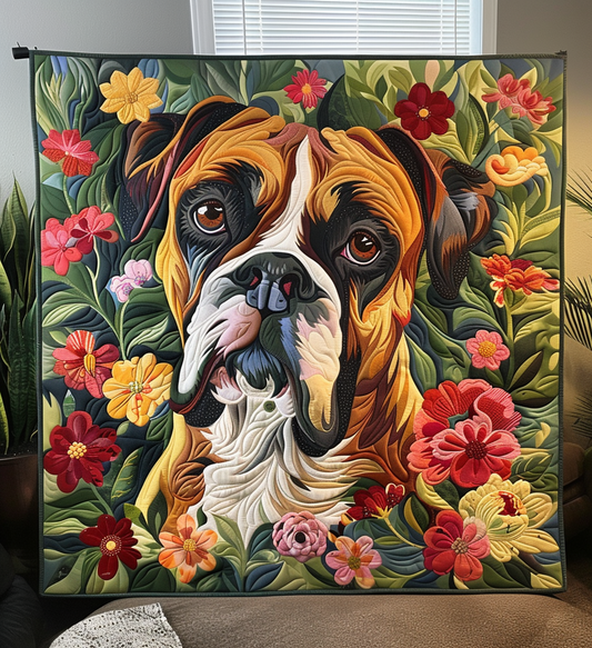 Floral Furry Friend Quilted Blanket - Throw (55" x 60")