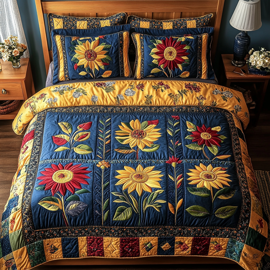 Floral Glow 3-Piece Quilted Bedding Set - Single (59" x 70")