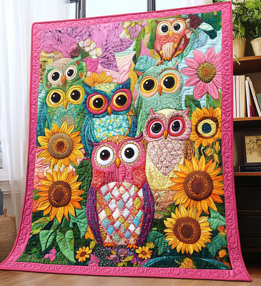 Floral Owl Dream Quilted Blanket - Throw (55" x 60")