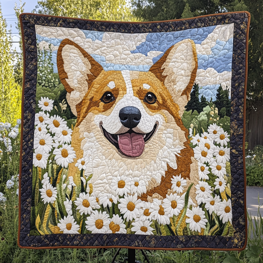 Floral Paws Corgi Joy Quilted Blanket - Throw (55" x 60")