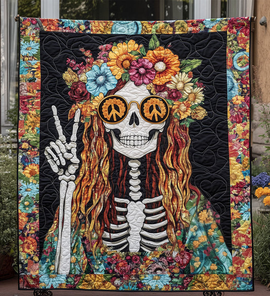 Floral Skeleton Serenity Quilted Blanket - Throw (55" x 60")
