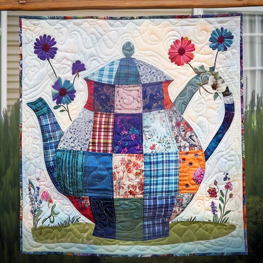 Floral Teapot Quilted Blanket - Throw (55" x 60")