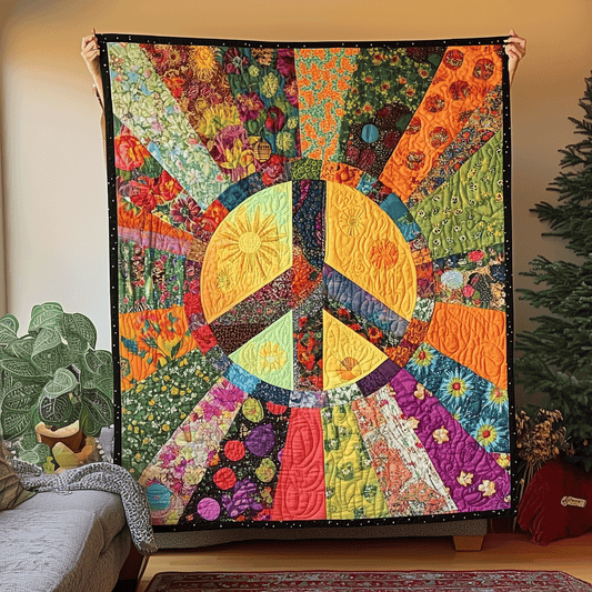 Flower Peace Quilted Blanket - Throw (55" x 60")