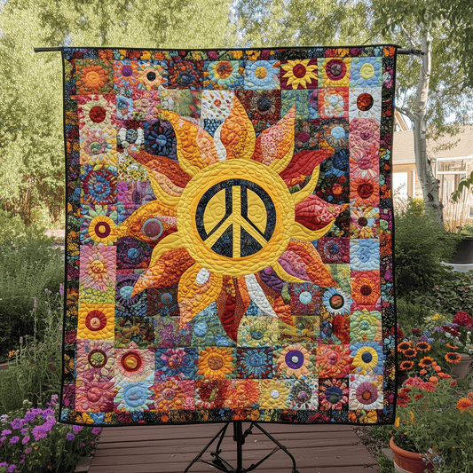 Flower Power Sun Quilted Blanket - Throw (55" x 60")