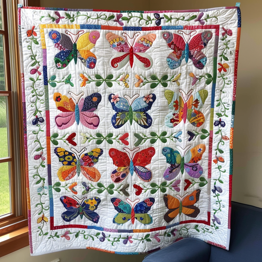 Fluttering Butterflies Quilted Blanket - Throw (55" x 60")