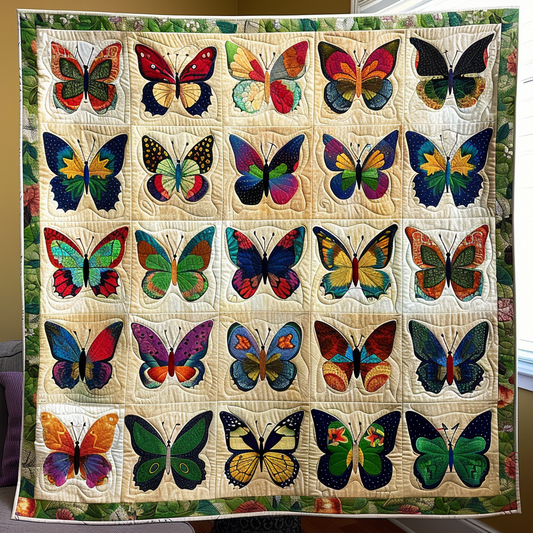 Fluttering Butterflies Quilted Blanket - Throw (55" x 60")