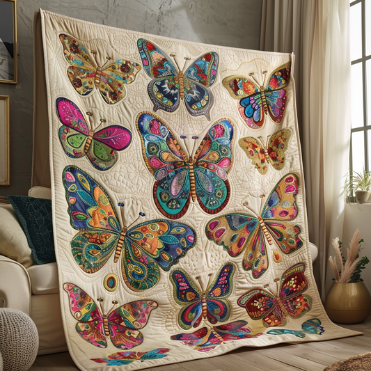 Fluttering Butterfly Quilted Blanket - Throw (55" x 60")