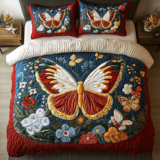 Fluttering Grace 3-Piece Quilted Bedding Set - Single (59" x 70")