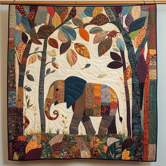 Forest Elephant Quilted Blanket - Throw (55" x 60")