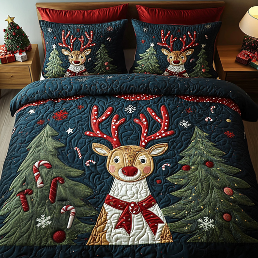 Forest Calm 3-Piece Quilted Bedding Set - Single (59" x 70")
