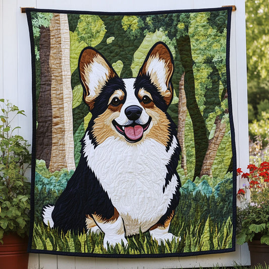Forest Corgi Joy Quilted Blanket - Baby (30" x 40")
