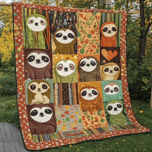 Forest Friends Sloth Quilted Blanket - Throw (55" x 60")