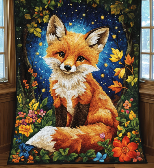 Fox Garden Quilted Blanket - Throw (55" x 60")