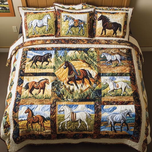 Freedom Hooves 3-Piece Quilted Bedding Set - Single (59" x 70")