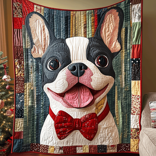 French Bulldog Christmas Quilted Blanket - Throw (55" x 60")