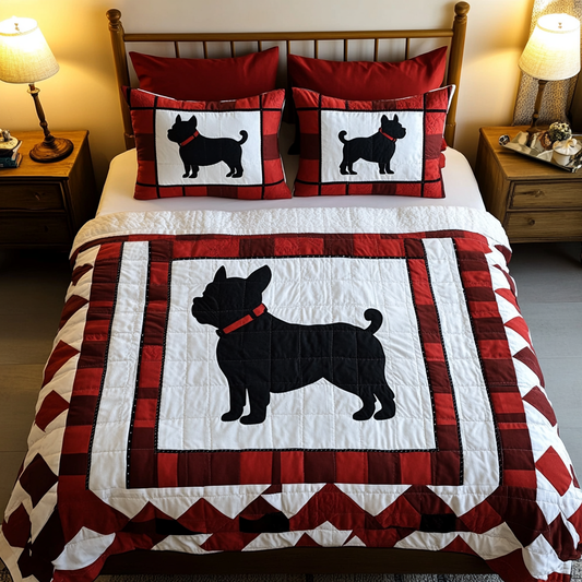 Frenchie Charm 3-Piece Quilted Bedding Set - Single (59" x 70")