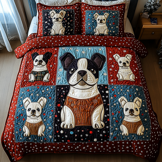 Frenchie Love 3-Piece Quilted Bedding Set - Single (59" x 70")