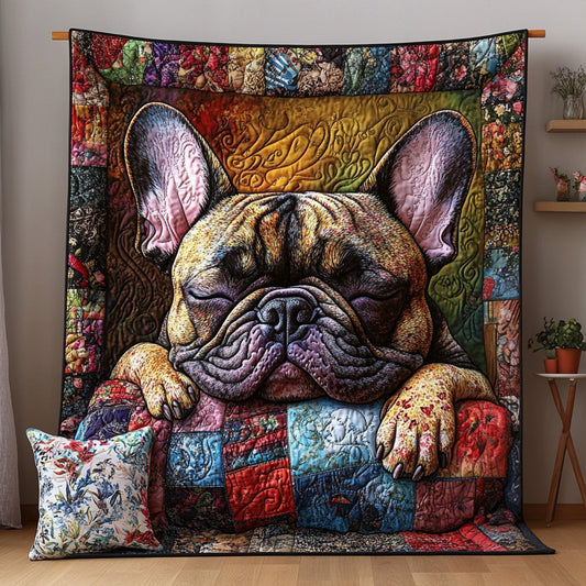 Frenchies Cozy Throne Quilted Blanket - Throw (55" x 60")