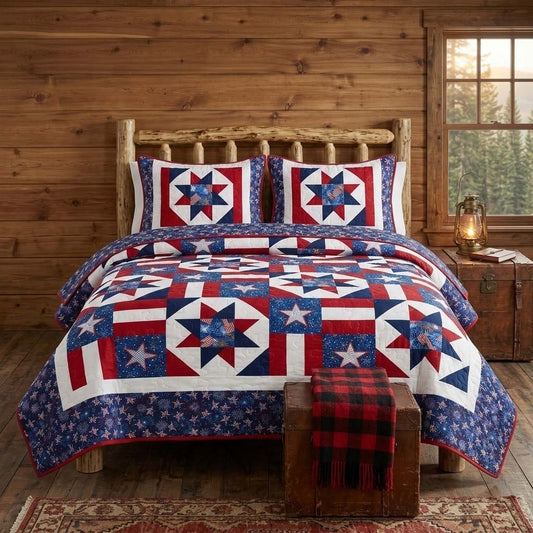 Frontier Star 3-Piece Quilted Bedding Set - Single (59" x 70")